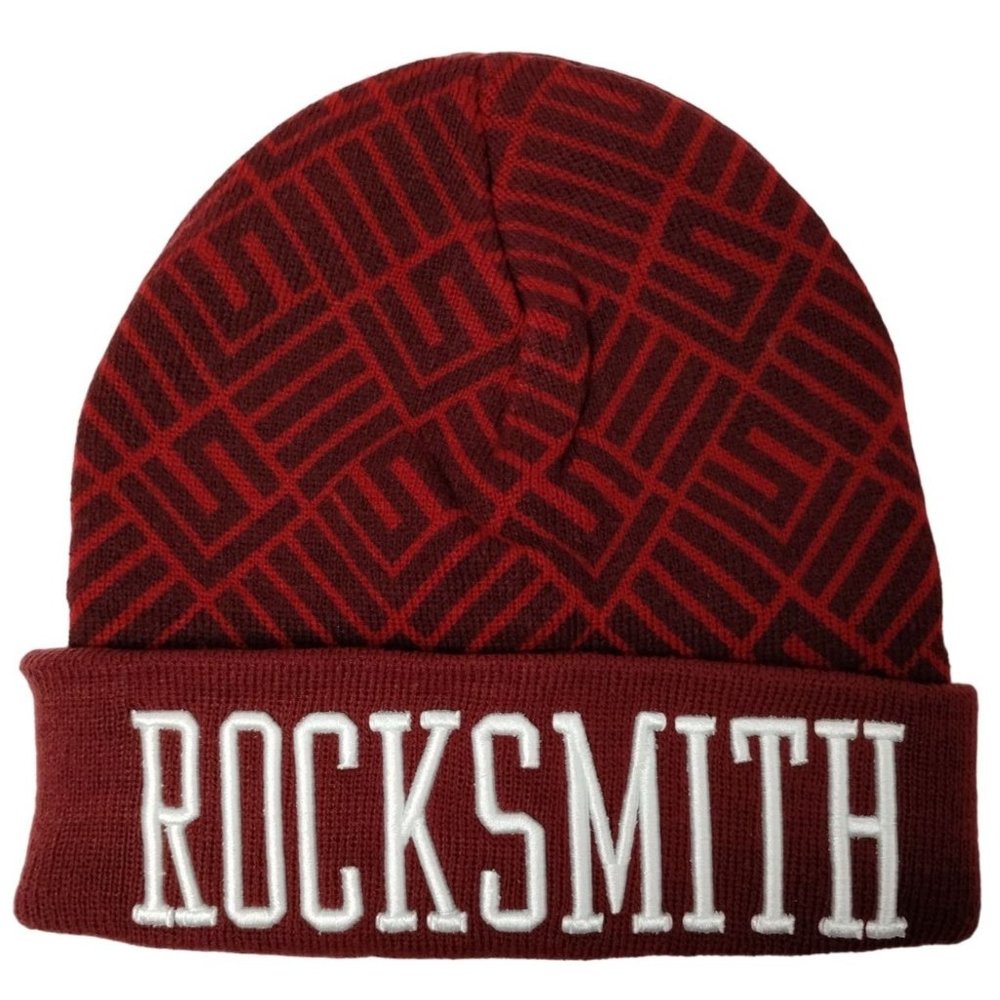 Rocksmith Beanie Skull Cap Toque Red Maroon Artistic Design Winter Mens Style